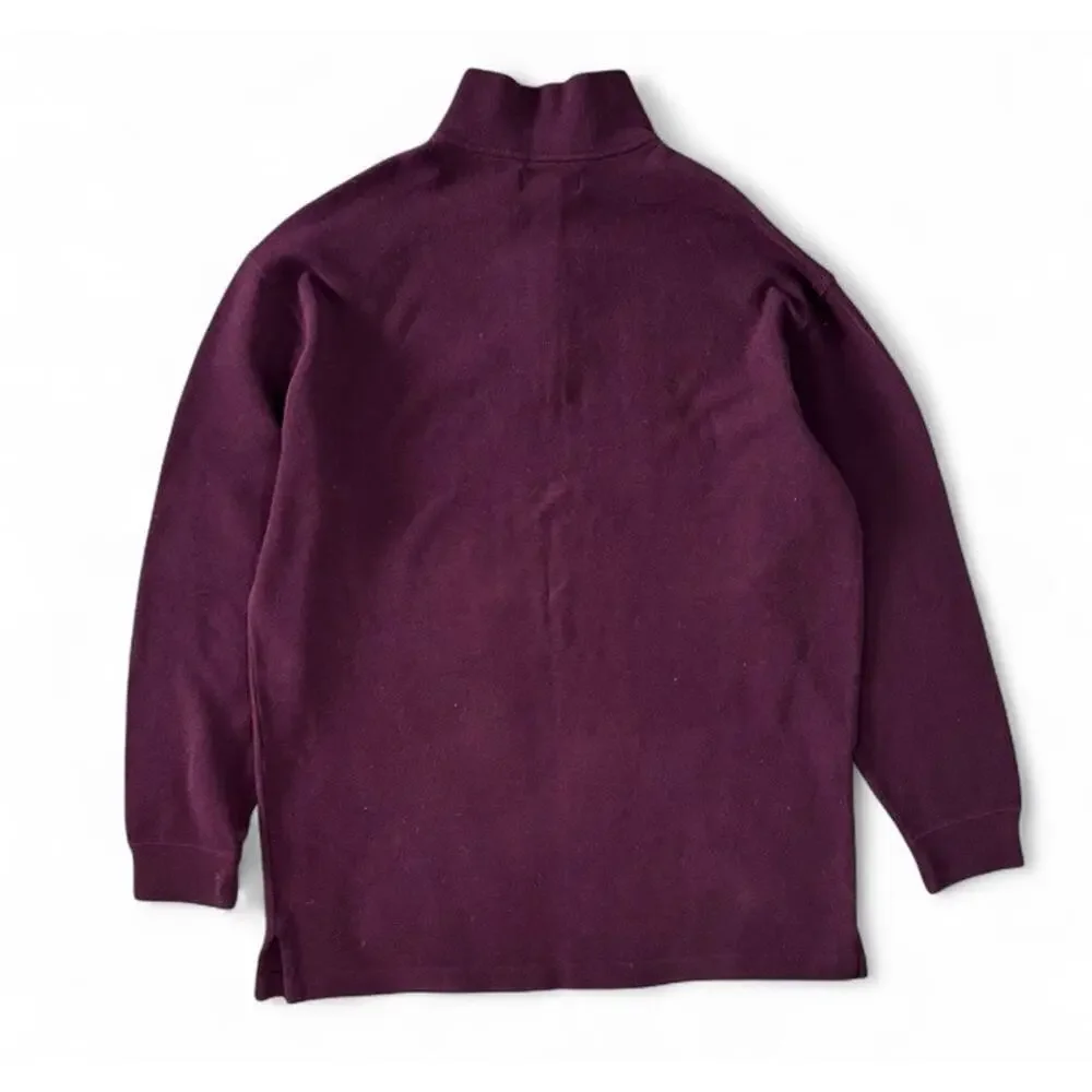 Polo Ralph Lauren Maroon Quarter-zip Sweater 100% Cotton Embroidered Pony XLT